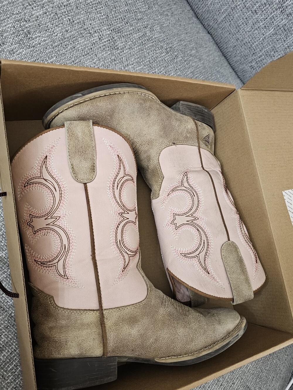 Twister Tan and Pink Kids Western Boots